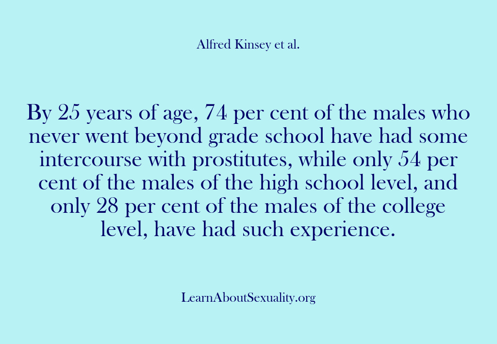 (Alfred Kinsey Male Sexuality) By 25 years of age, 74 per cent of the males who…