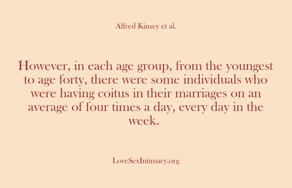 (Alfred Kinsey Female Sexuality) However, in each age group, from the youngest to age forty, there…