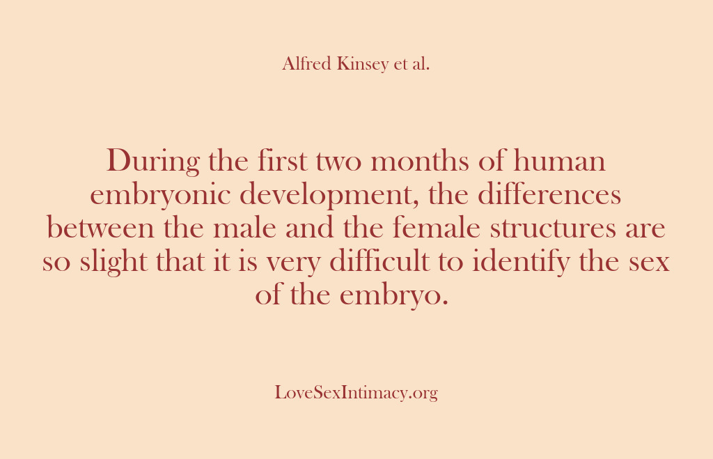 (Alfred Kinsey Female Sexuality) During the first two months of human embryonic development, the differences between…