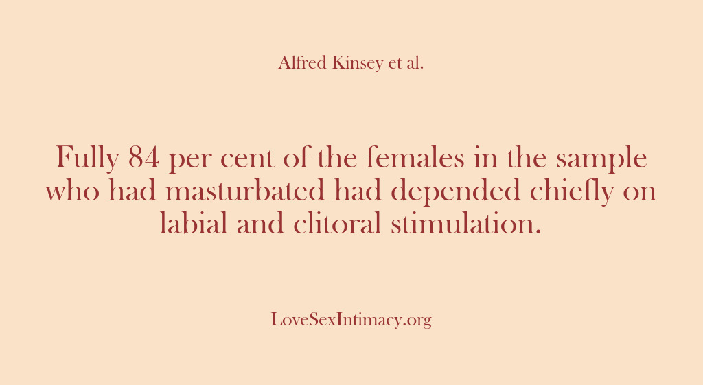 (Alfred Kinsey Female Sexuality) Fully 84 per cent of the females in the sample who had…