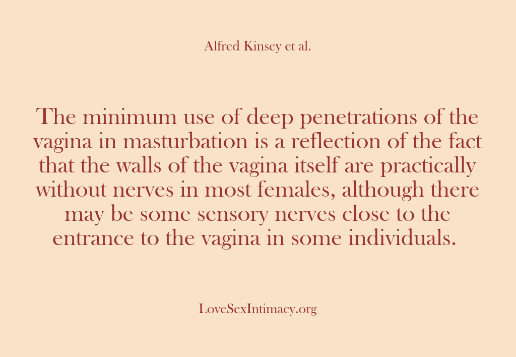 (Alfred Kinsey Female Sexuality) The minimum use of deep penetrations of the vagina in masturbation is…