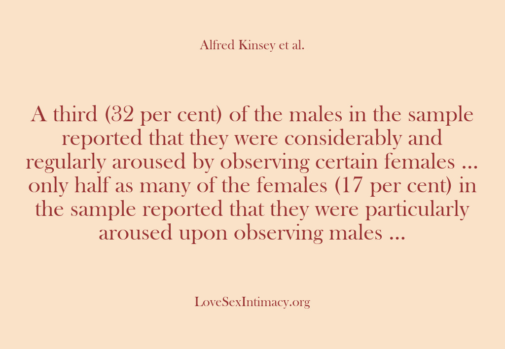 (Alfred Kinsey Female Sexuality) A third (32 per cent) of the males in the sample reported…