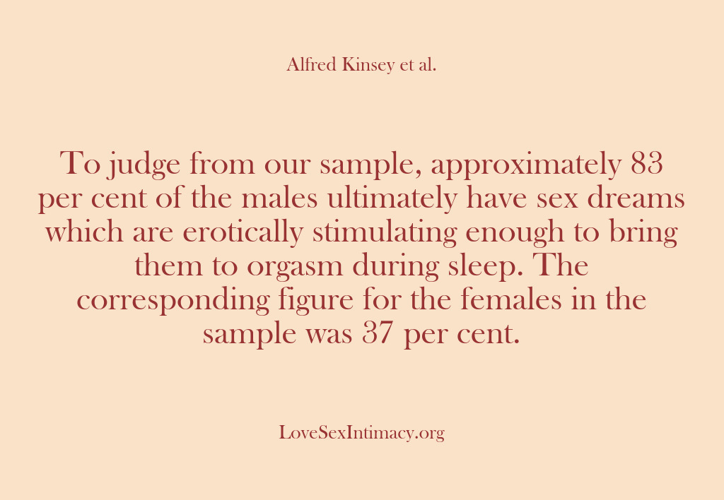 (Alfred Kinsey Female Sexuality) To judge from our sample, approximately 83 per cent of the males…