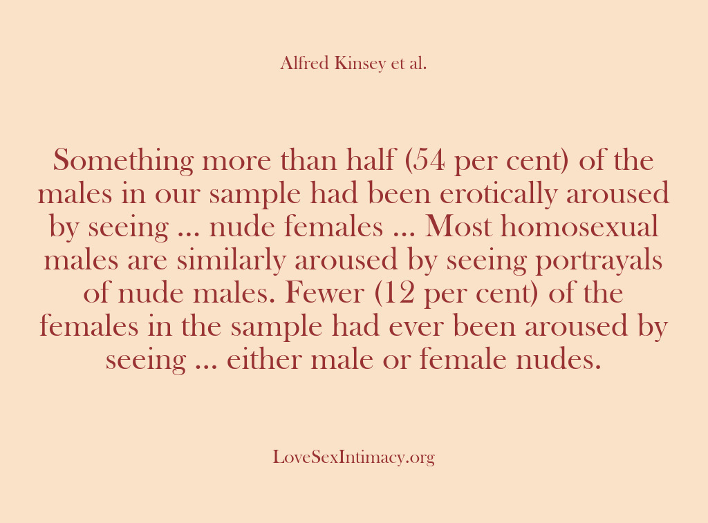 (Alfred Kinsey Female Sexuality) Something more than half (54 per cent) of the males in our…