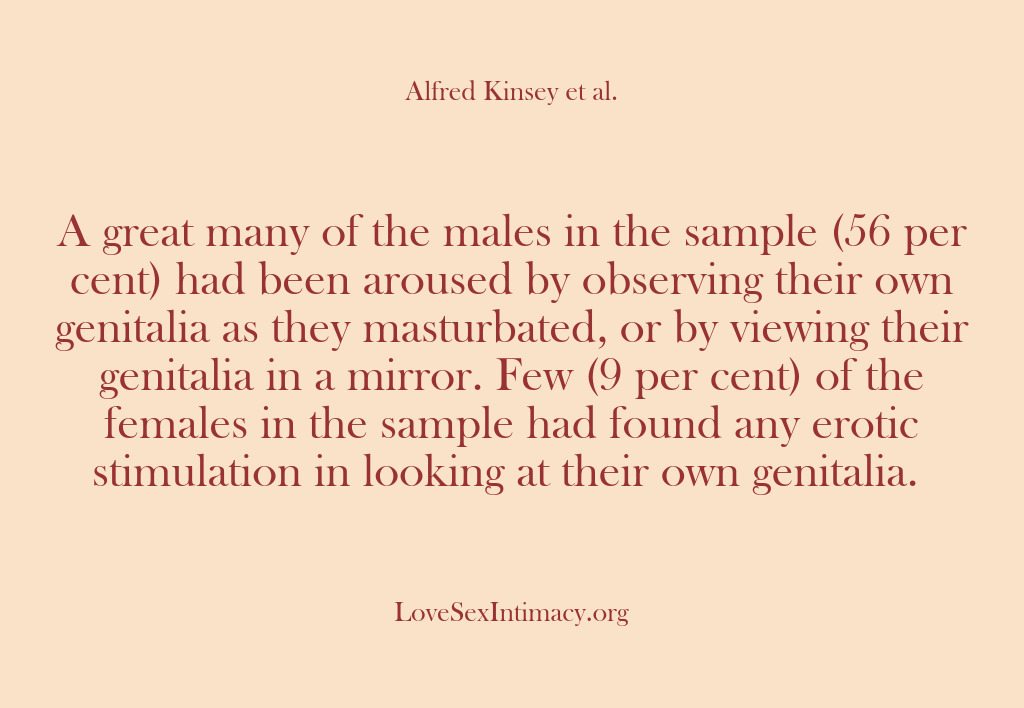 (Alfred Kinsey Female Sexuality) A great many of the males in the sample (56 per cent)…