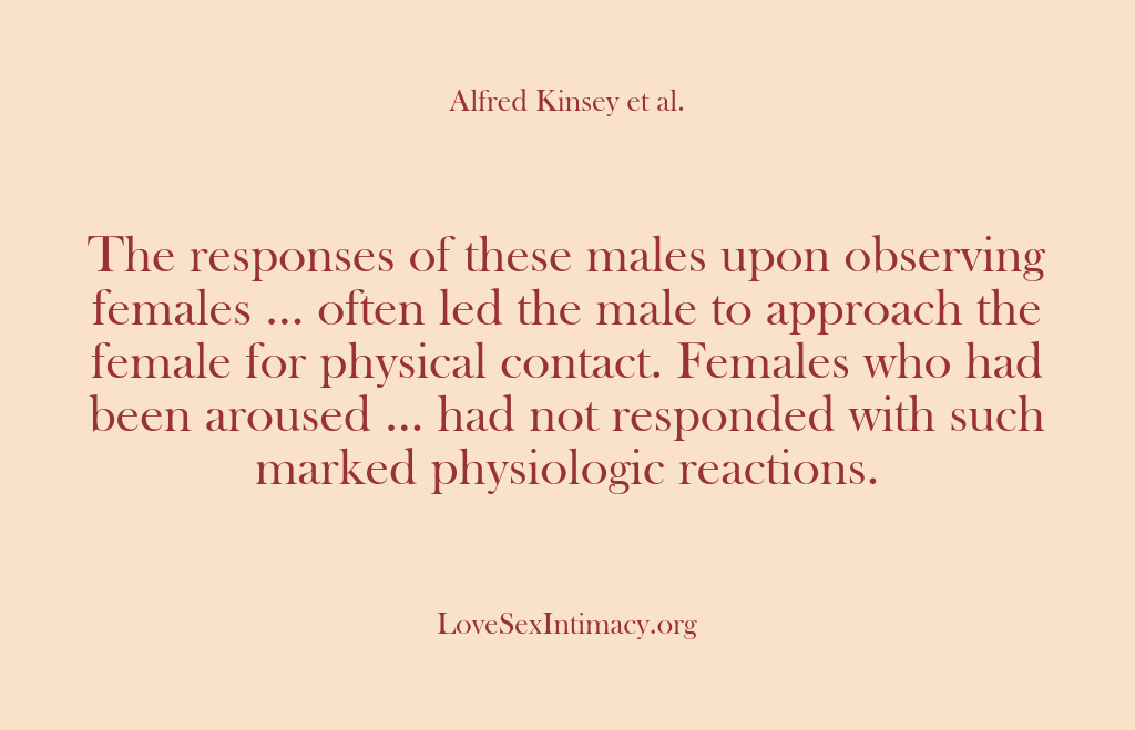 (Alfred Kinsey Female Sexuality) The responses of these males upon observing females … often led the…