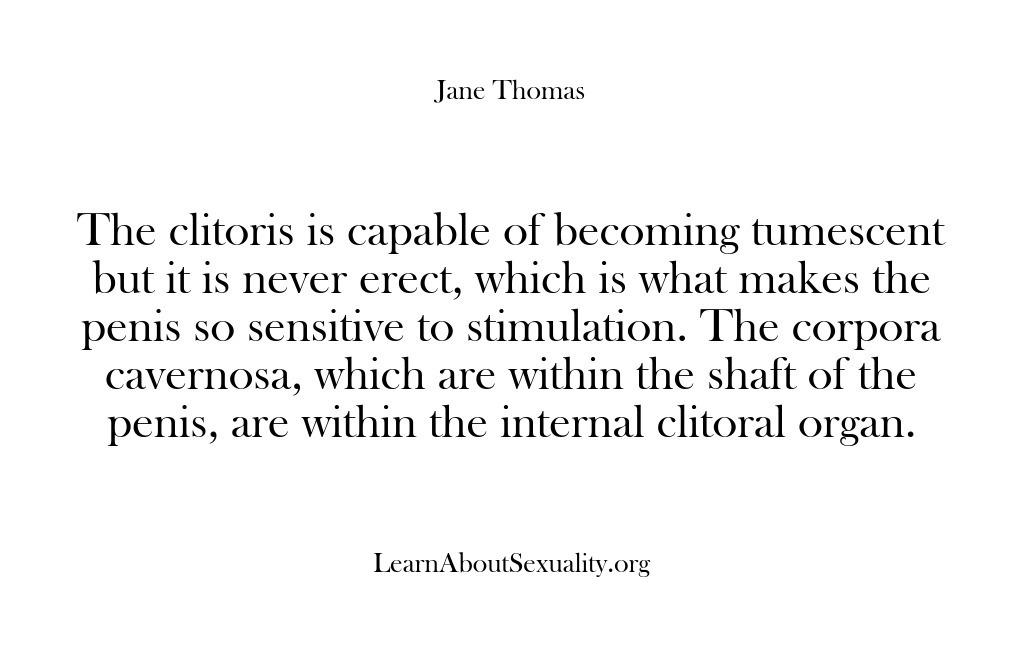 (Learn About Sexuality) The clitoris is capable of becoming tumescent but it is never erect,…