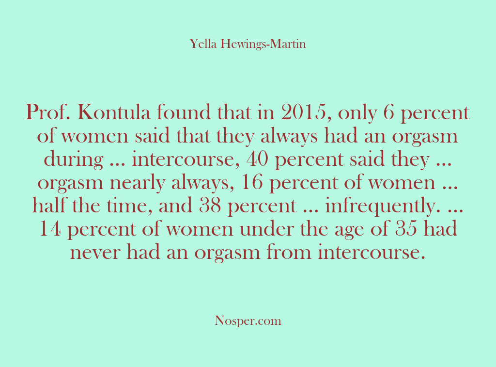 (Other Sources) Prof. Kontula found that in 2015, only 6 percent of women said…