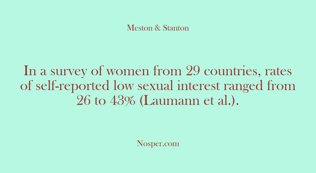 (Other Sources) In a survey of women from 29 countries, rates of self-reported low…