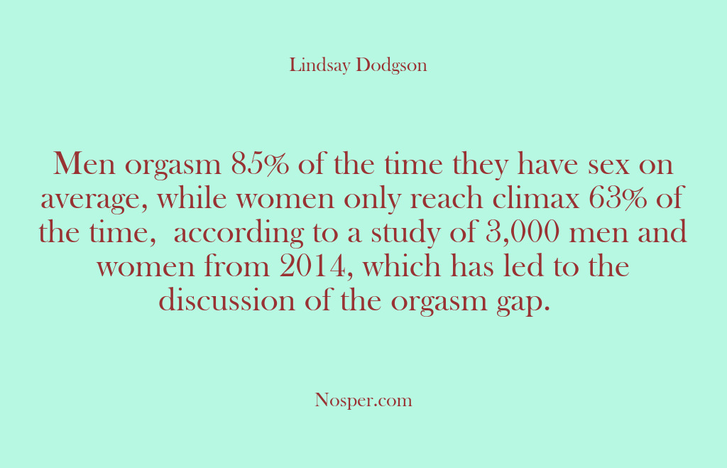 (Other Sources) Men orgasm 85% of the time they have sex on average, while…