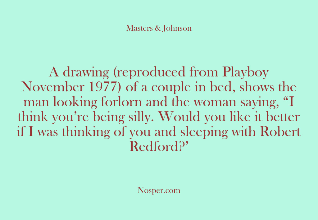 (Other Sources) A drawing (reproduced from Playboy November 1977) of a couple in bed,…