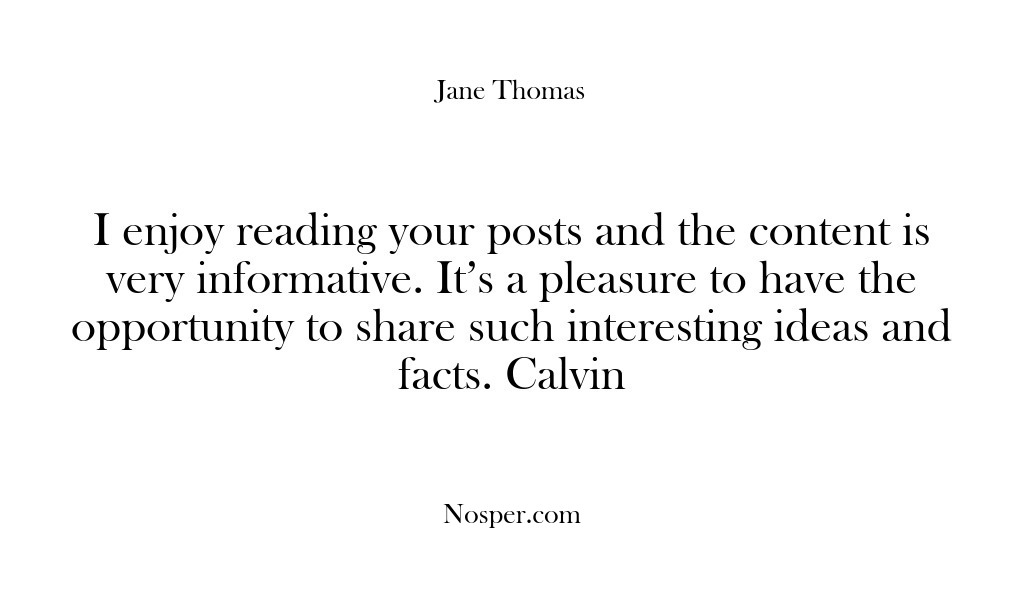 (Feedback) I enjoy reading your posts and the content is very informative. It’s…