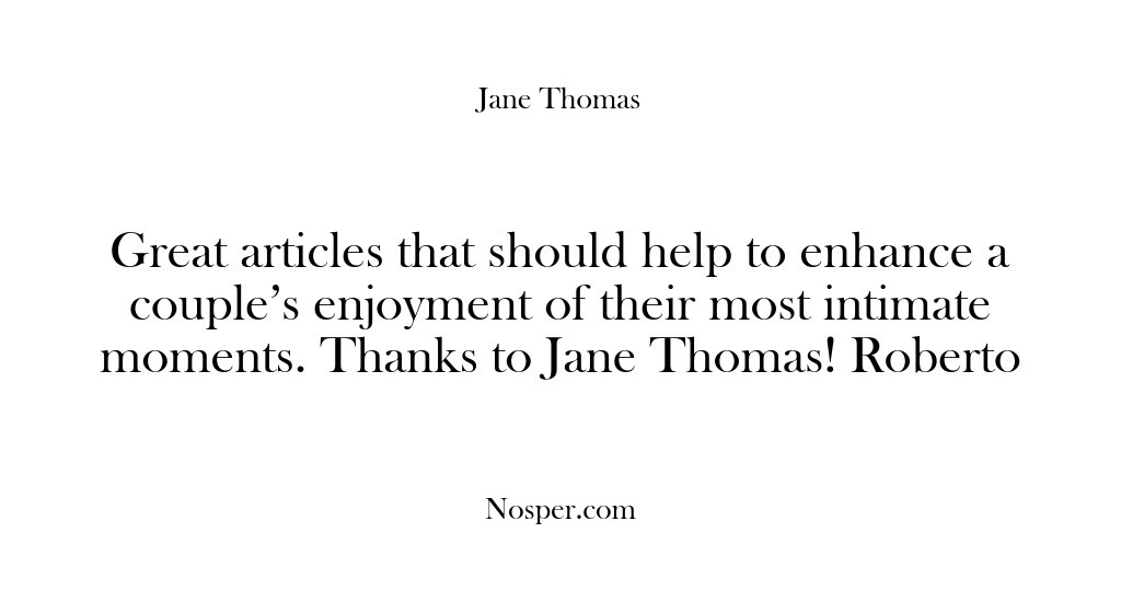 (Feedback) Great articles that should help to enhance a couple’s enjoyment of their…